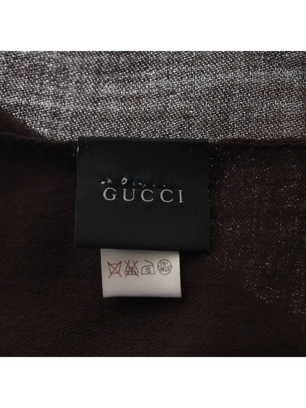 Gucci GG Wool Silk Shawl Scarf Brown